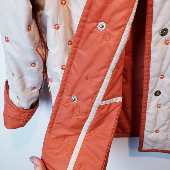 Vintage Givy Embroidered Reversible Quilted Jacket Burnt Orange and Ivory Size M - Picture 8 of 11